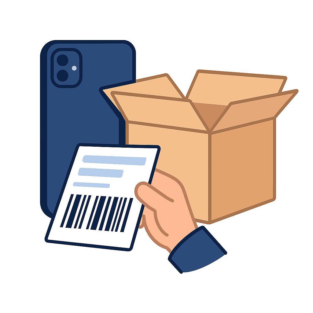 Telefono pakavimas į dėžę siuntimui